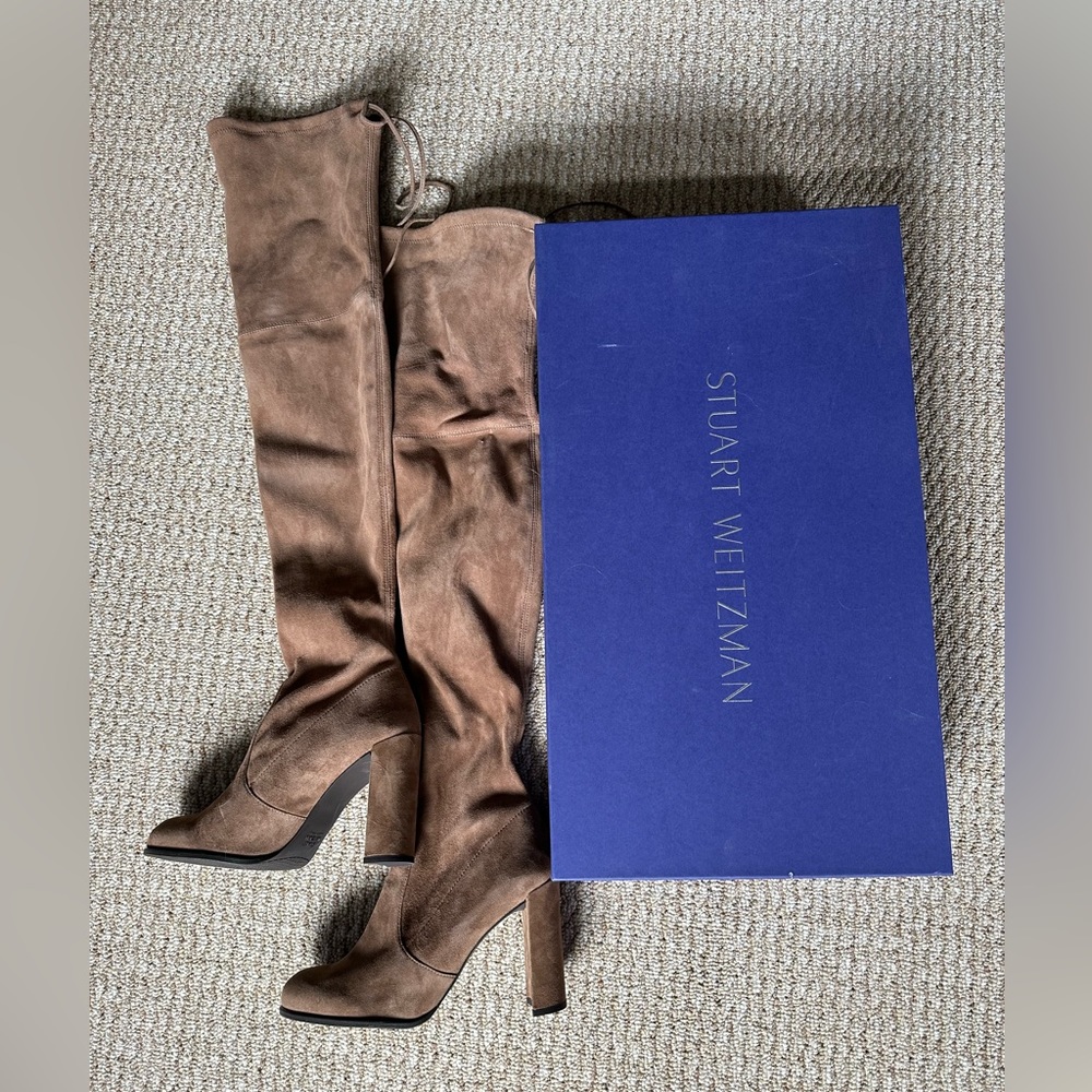 Stuart Weitzman Hiline Nutmeg Suede Over the Knee Boots Size 39.5